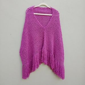 Poncho Sweater in Bubble Gum Pink One Size
